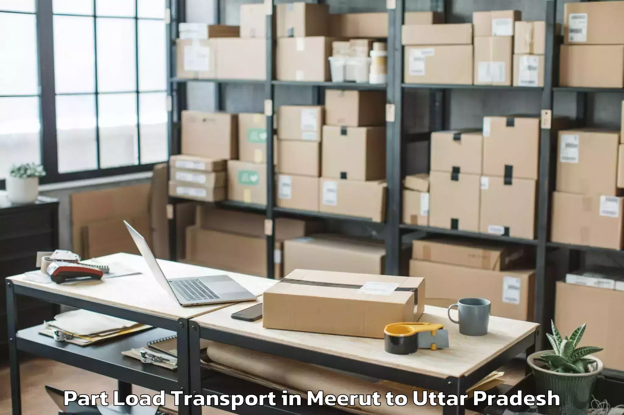 Book Meerut to Mahavan Part Load Transport Online